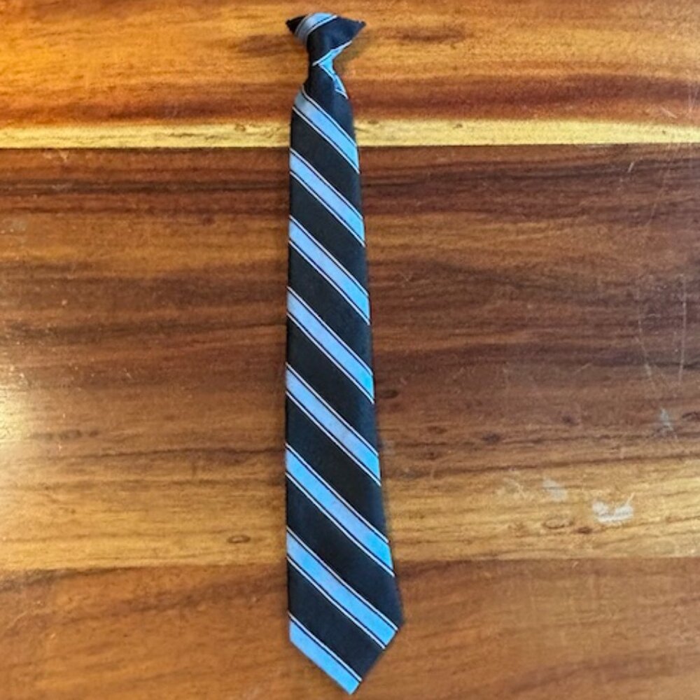 Boys Clip On Striped Tie - Blue